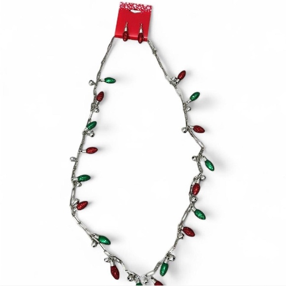 Kohl's Red and Green Holiday Christmas Earrings and Necklace Set NWT - Picture 2 of 5